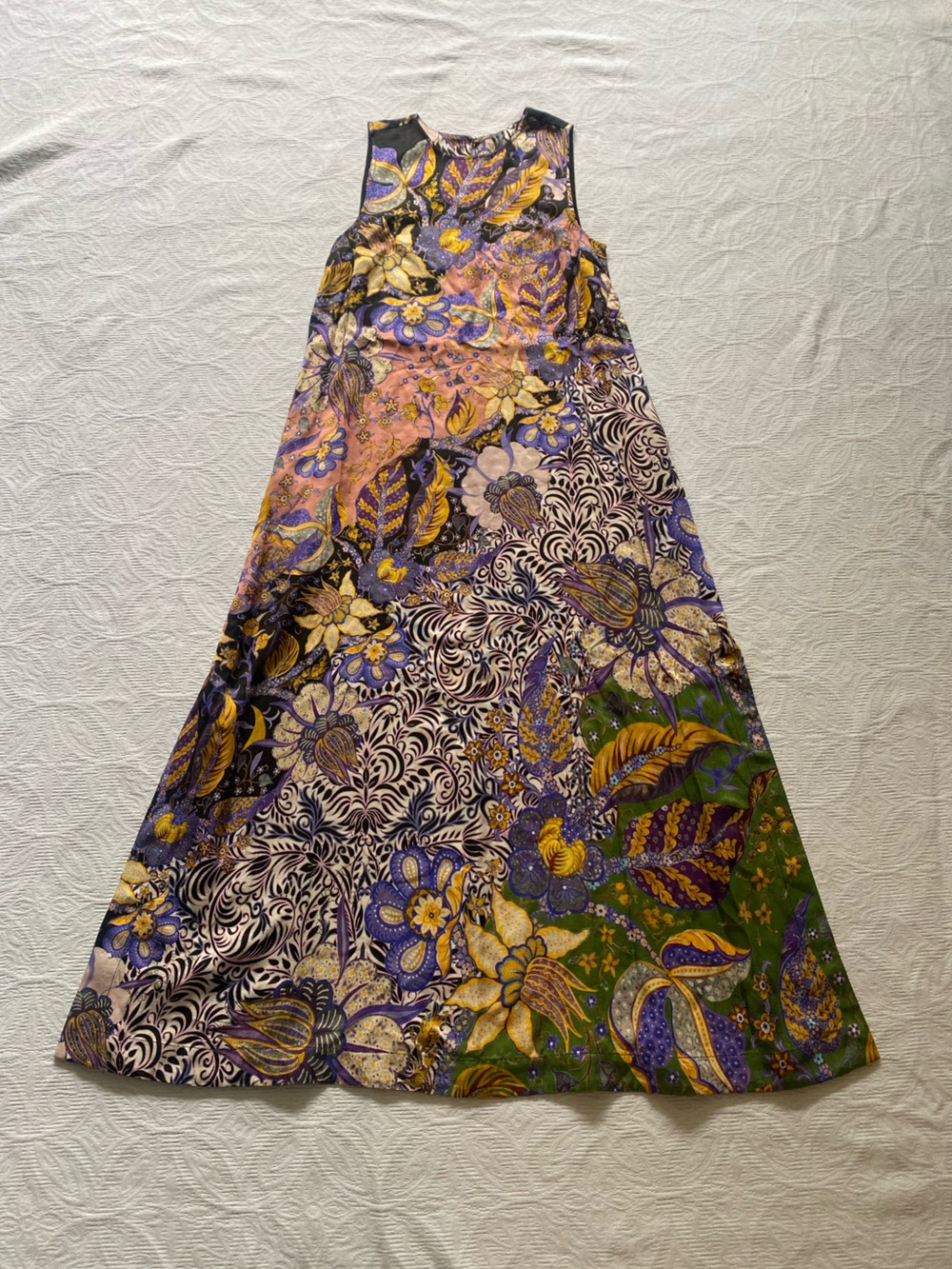 Anthropologie Purple, Black, Yellow Paisley Print dress